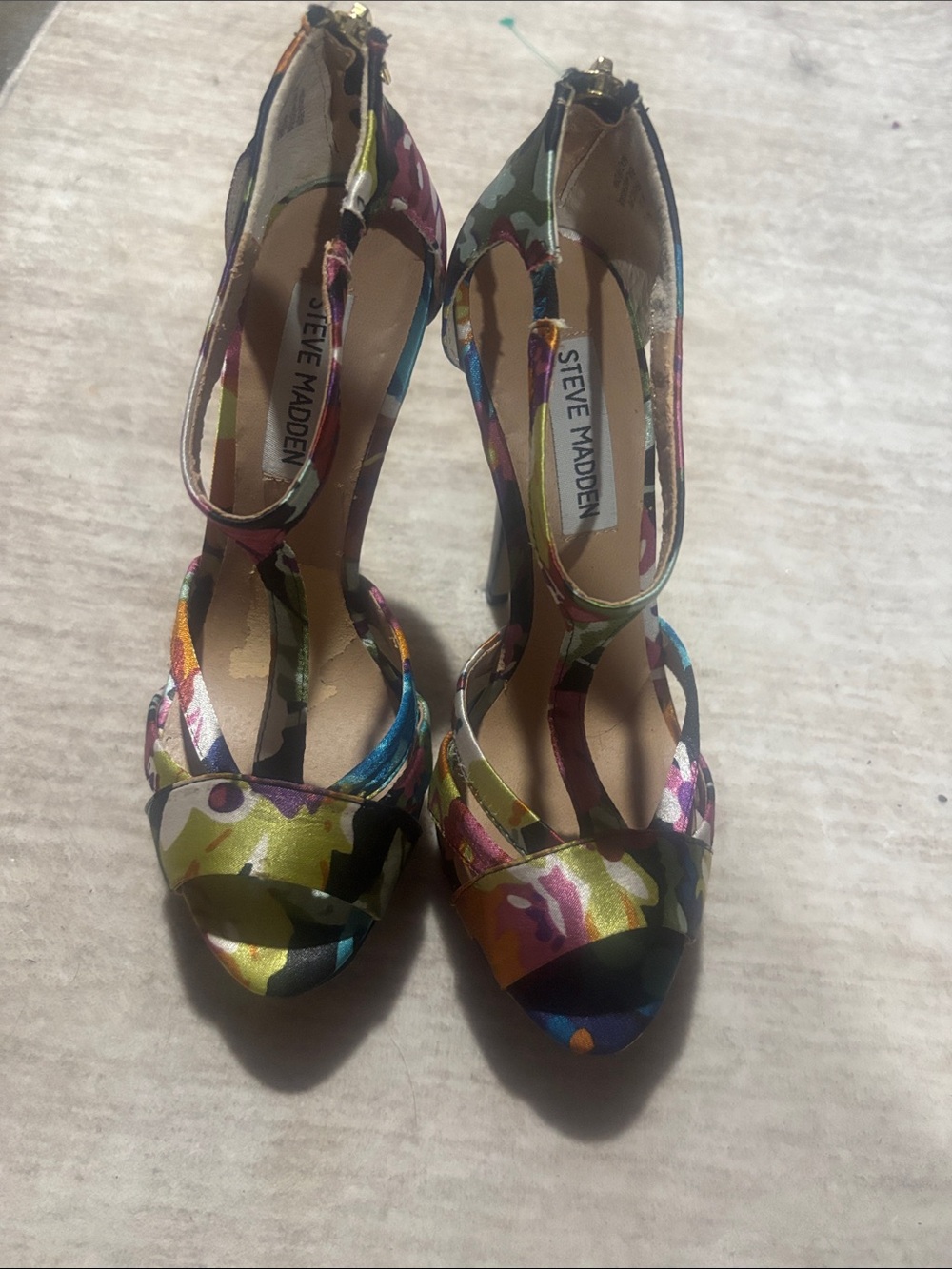 Steve Madden Multicolor Floral Ankle-Strap Heels — Vibrant Mix